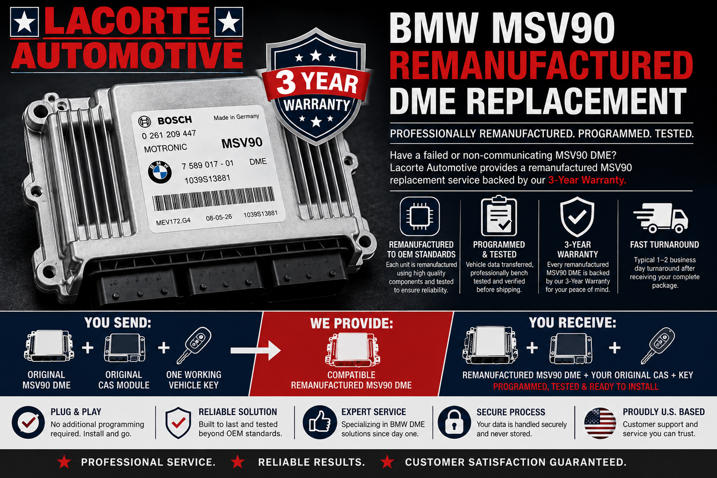 BMW MSV90 Remanufactured DME Replacement | Programmed & Tested | 3-Year Warranty