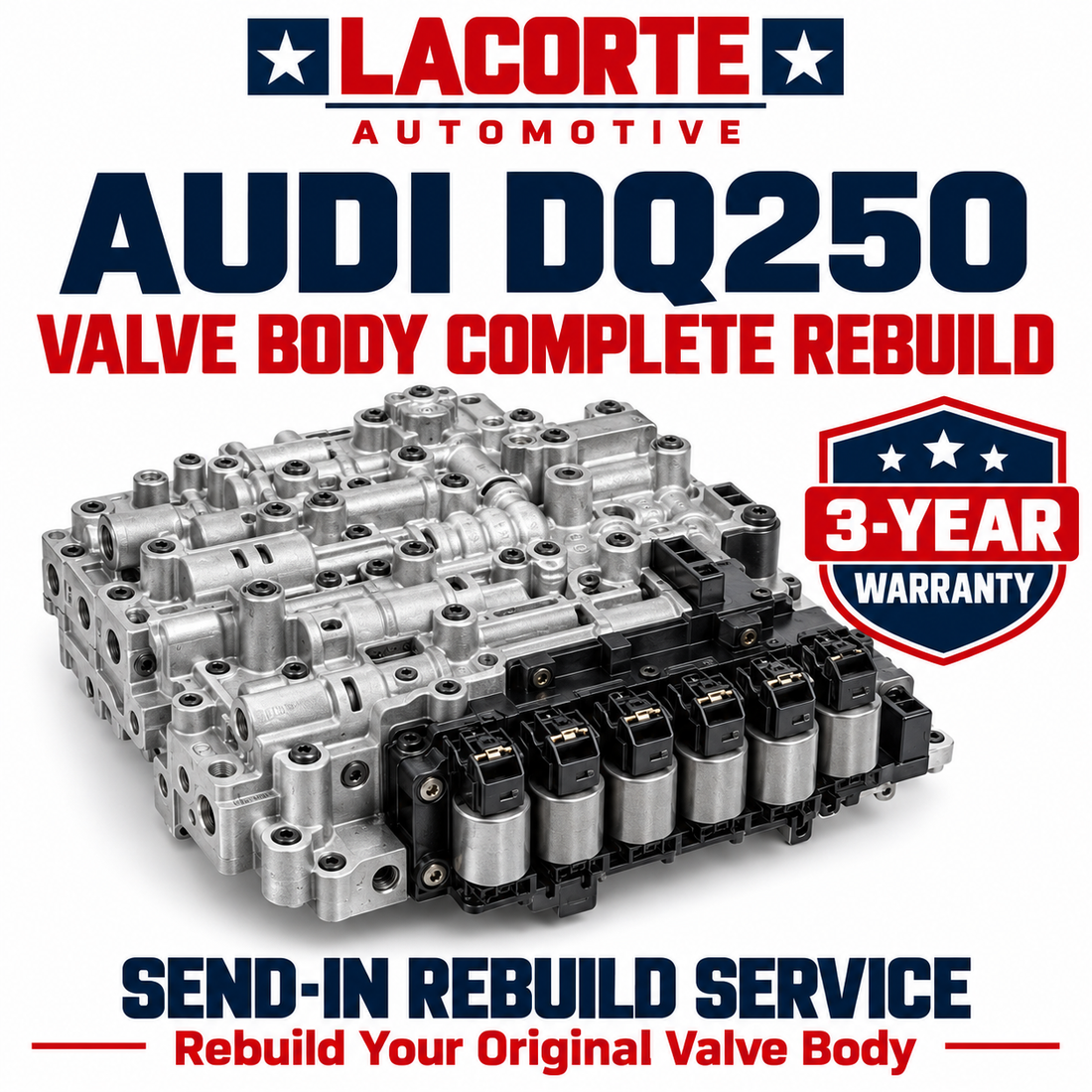 Audi DQ250 DSG Valve Body Complete Rebuild Service — 3-Year Warranty