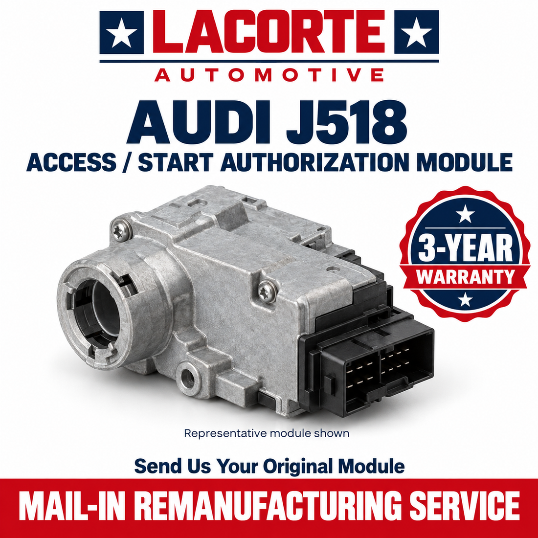 Audi J518 Access / Start Authorization Module — Mail-In Remanufacturing Service | 3-Year Warranty