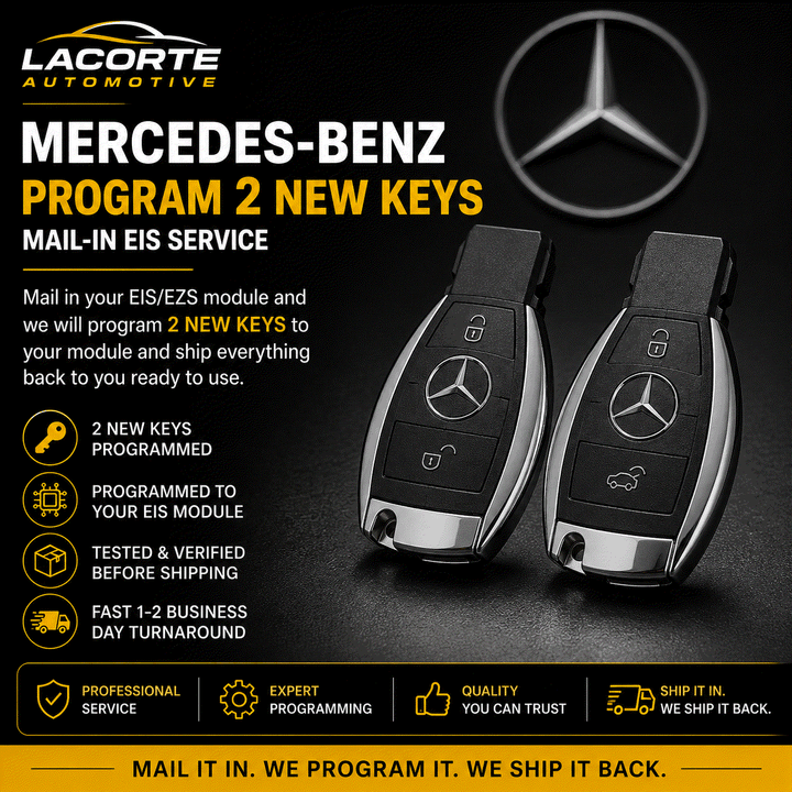 Mercedes-Benz EIS/EZS module with two newly programmed keys for mail-in service