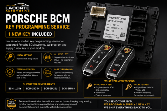 Porsche BCM Key Fob Programming Service – 1 New Key | All Keys Lost Supported | Mail-In