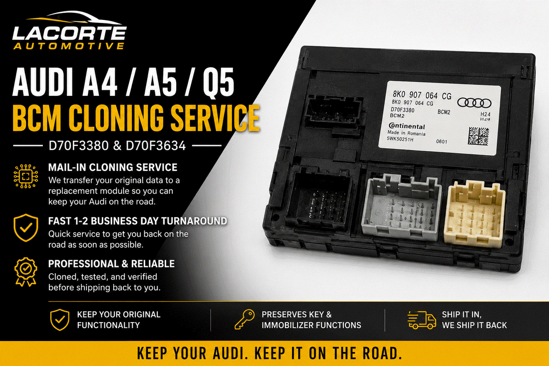 Audi BCM cloning service for A4 A5 Q5 modules D70F3380 D70F3634 by Lacorte Automotive