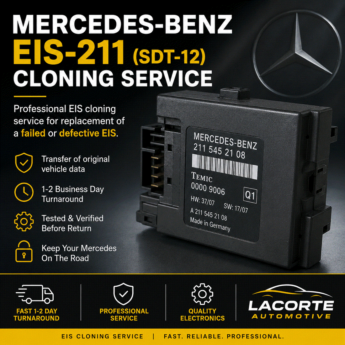 Mercedes-Benz EIS/EZS cloning service for ignition switch module failures and replacements