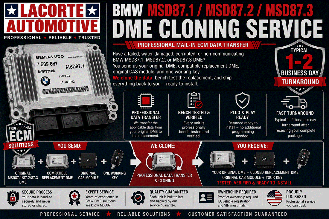 BMW MSD87.1 MSD87.2 MSD87.3 DME modules with CAS and key for cloning service