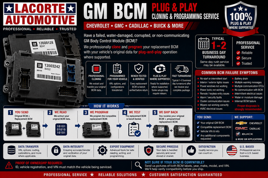 GM BCM Plug & Play Cloning & Programming Service – Chevrolet GMC Cadillac Buick Body Control Module
