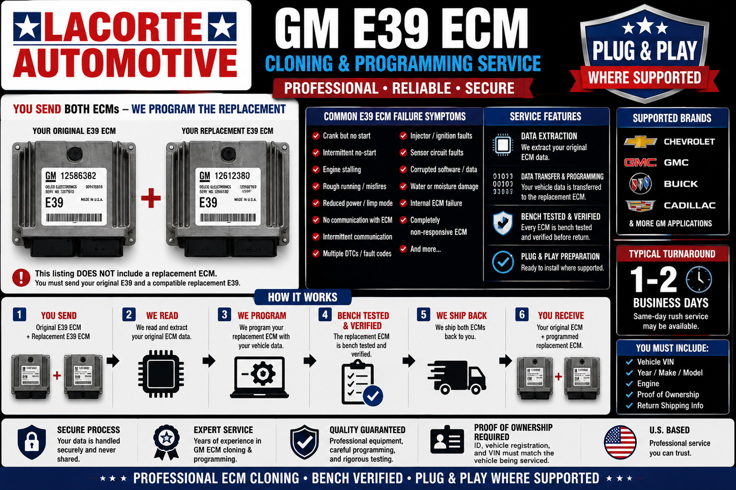 GM E39 ECM Cloning & Programming Service – Chevrolet GMC Buick Cadillac Plug & Play