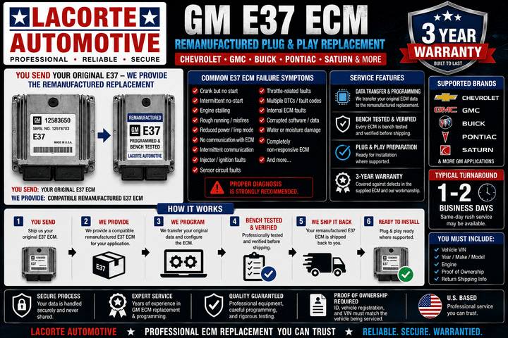 GM E37 ECM Remanufactured Plug & Play Replacement