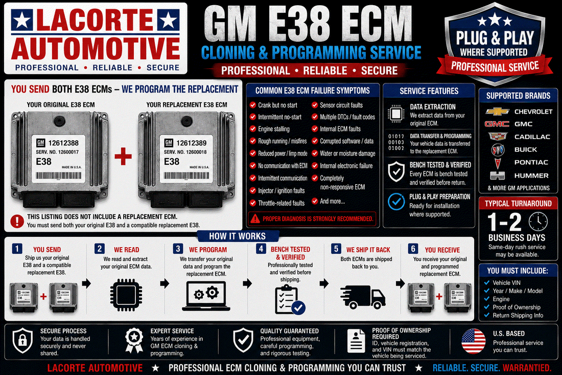GM E38 ECM Cloning & Programming Service