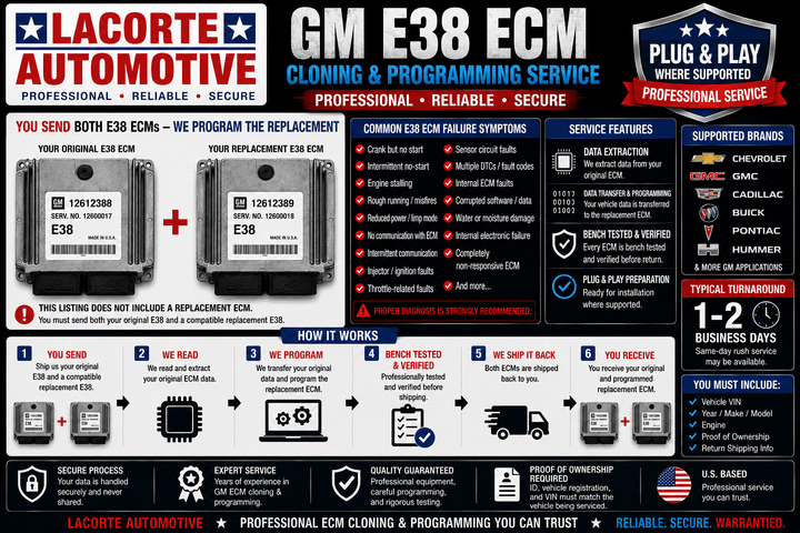 GM E38 ECM Cloning & Programming Service