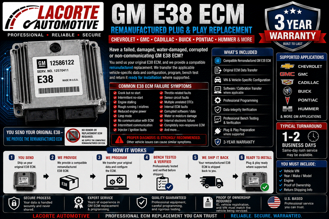 GM E38 ECM Remanufactured Plug & Play Replacement