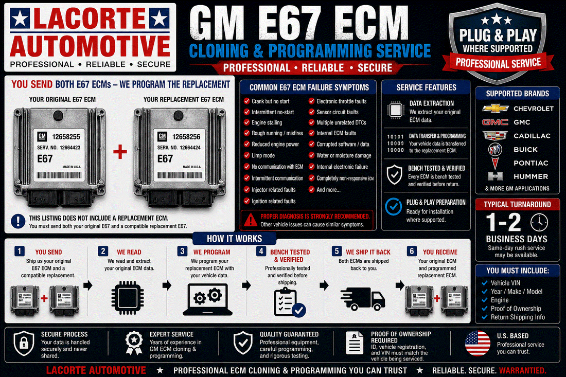GM E67 ECM Cloning & Programming Service