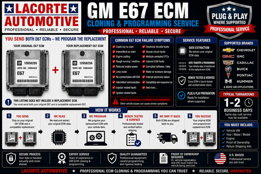 GM E67 ECM Cloning & Programming Service – Chevrolet GMC Cadillac Buick Pontiac Hummer Plug & Play