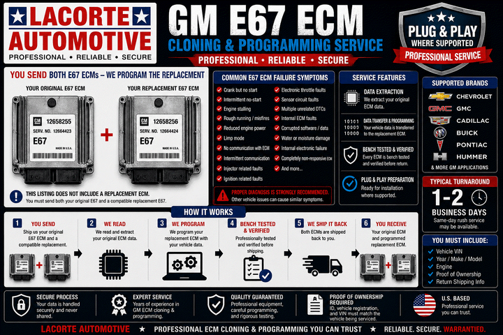 GM E67 ECM Cloning & Programming Service
