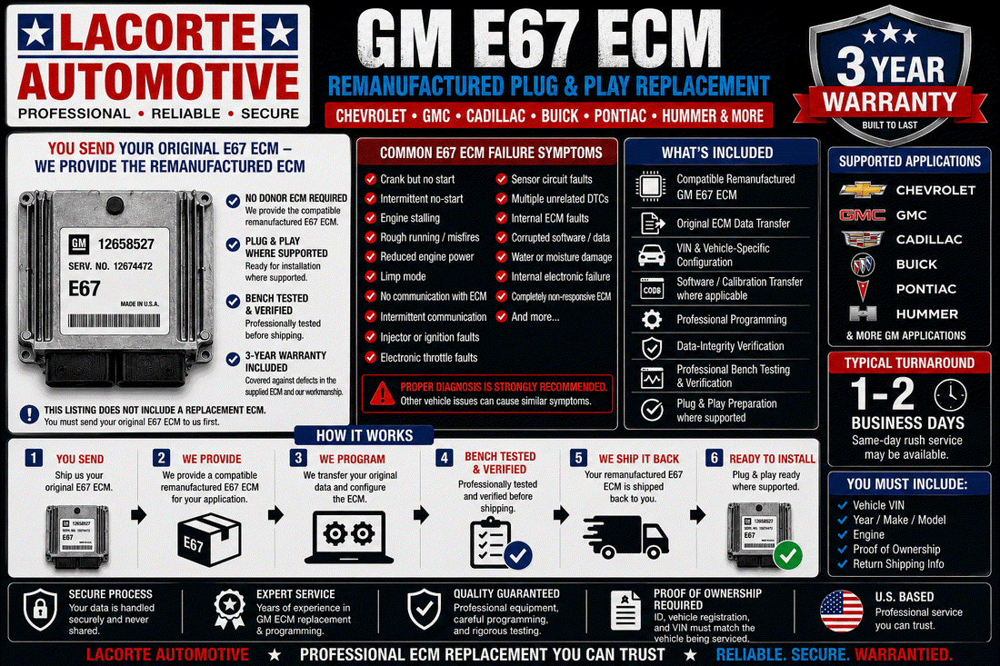 GM E67 ECM Remanufactured Plug & Play Replacement