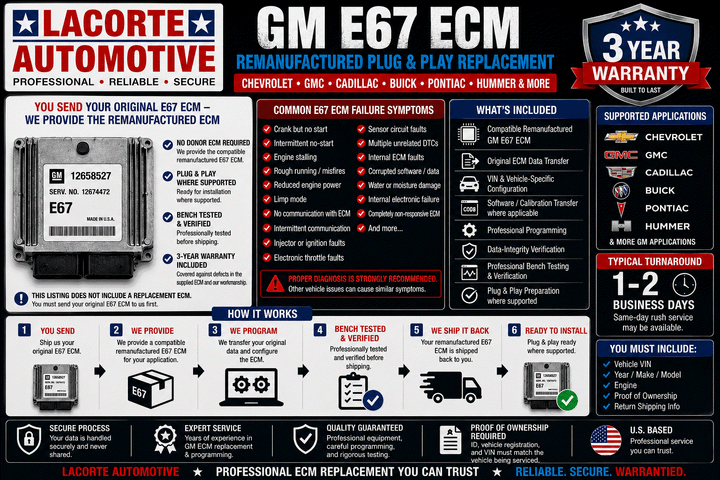 GM E67 ECM Remanufactured Plug & Play Replacement