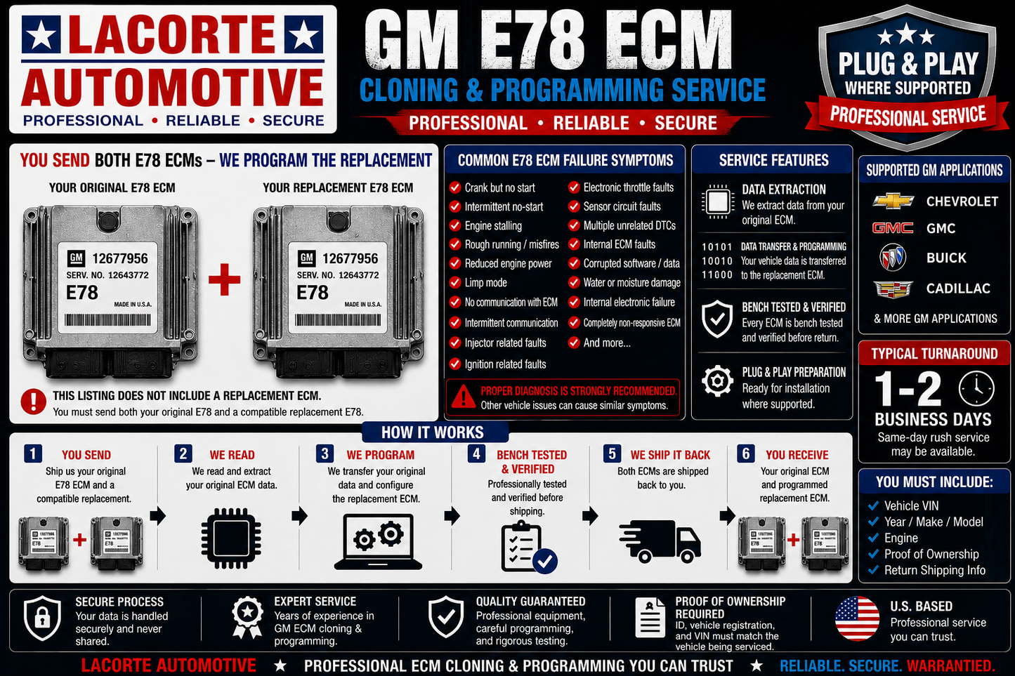GM E78 ECM Cloning & Programming Service – Chevrolet GMC Buick Cadillac Plug & Play