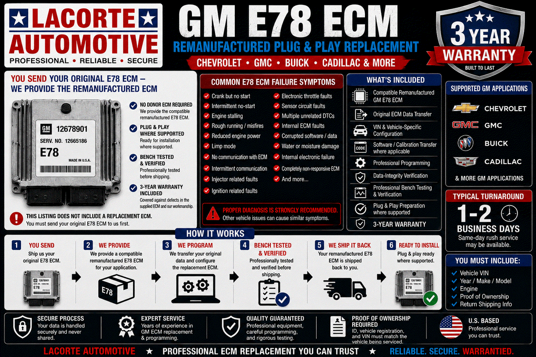 GM E78 ECM Remanufactured Plug & Play Replacement