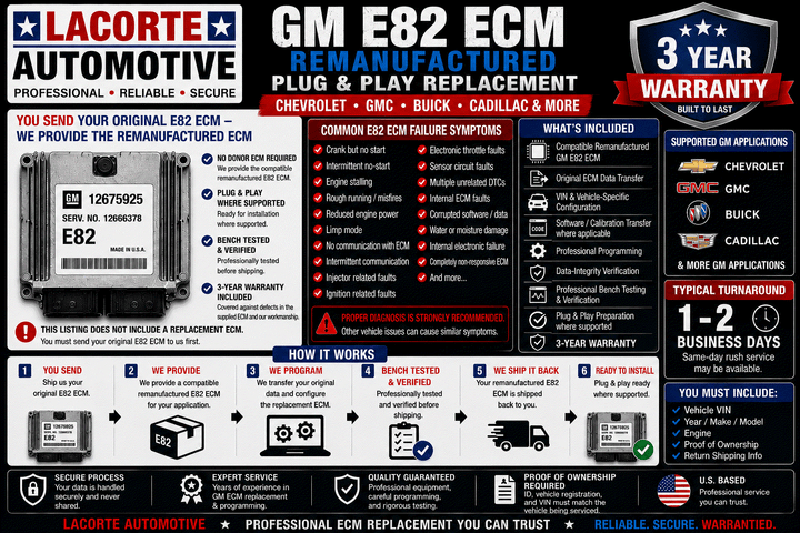 GM E82 ECM Remanufactured Plug & Play Replacement