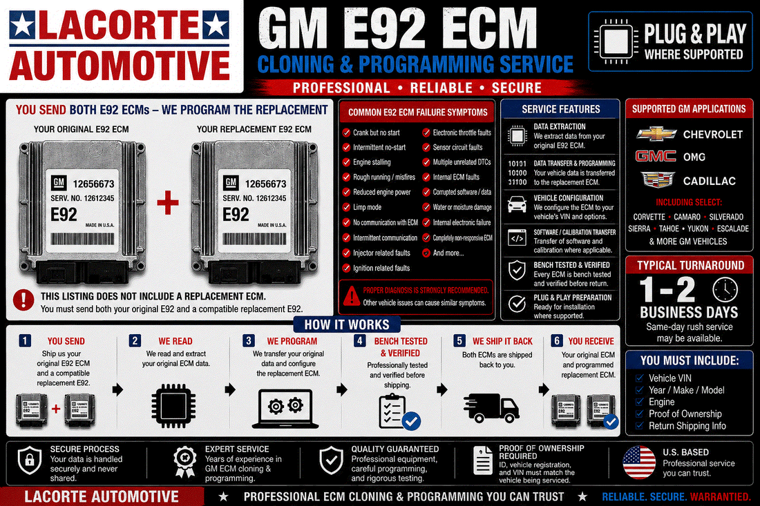 GM E92 ECM programming service