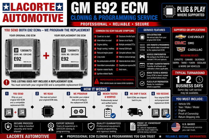 GM E92 ECM programming service