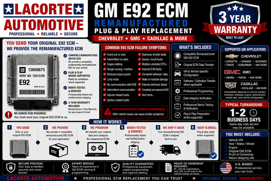 remanned GM E92 ECM replacement