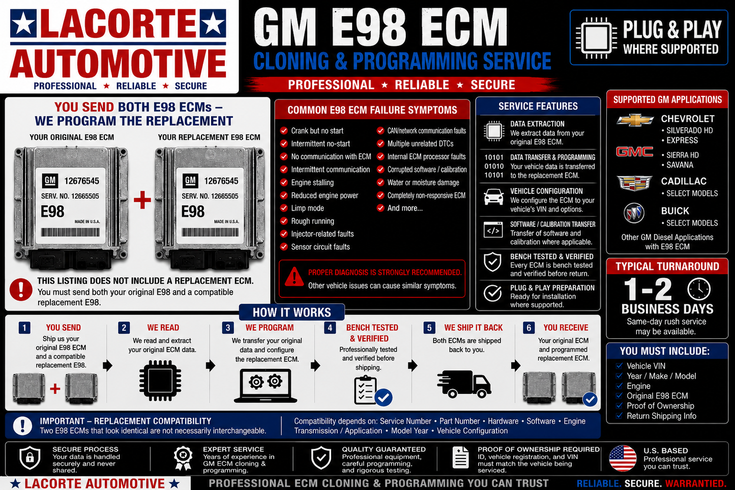 GM E98 ECM Cloning & Programming Service – Chevrolet GMC Cadillac Buick Diesel Plug & Play
