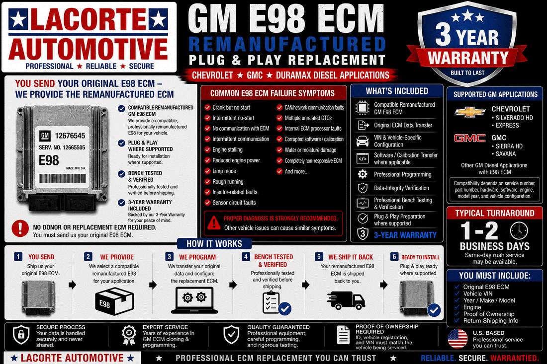 remanufactured GM E98 ECM replacement