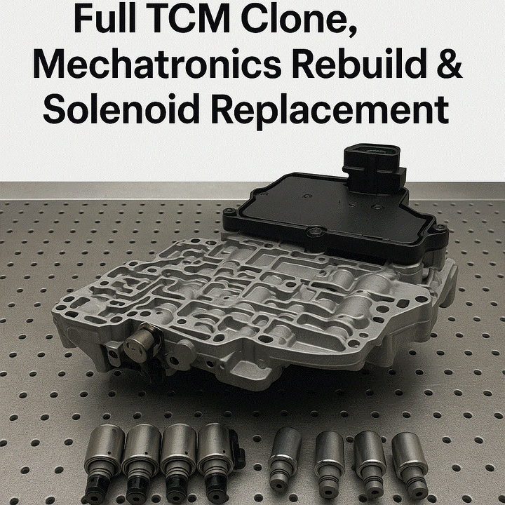 Mercedes NAG1 722.6 TCM mechatronics valve body rebuild and cloning service with new solenoids and bench testing