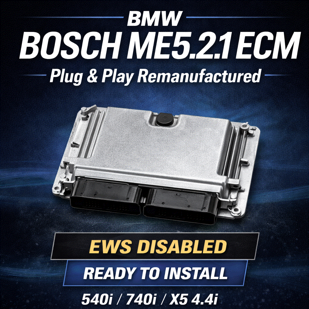 BMW Bosch ME5.2.1 ECM remanufactured plug-and-play unit for BMW vehicles with disabled EWS immobilizer functions
