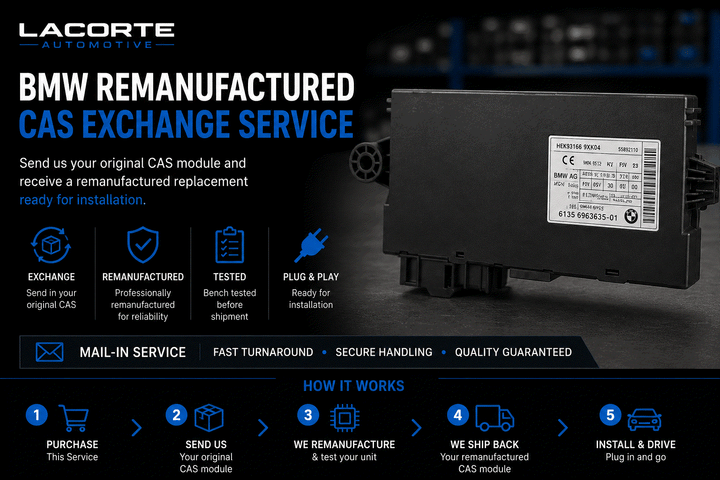 BMW remanufactured CAS module replacement service with plug-and-play installation