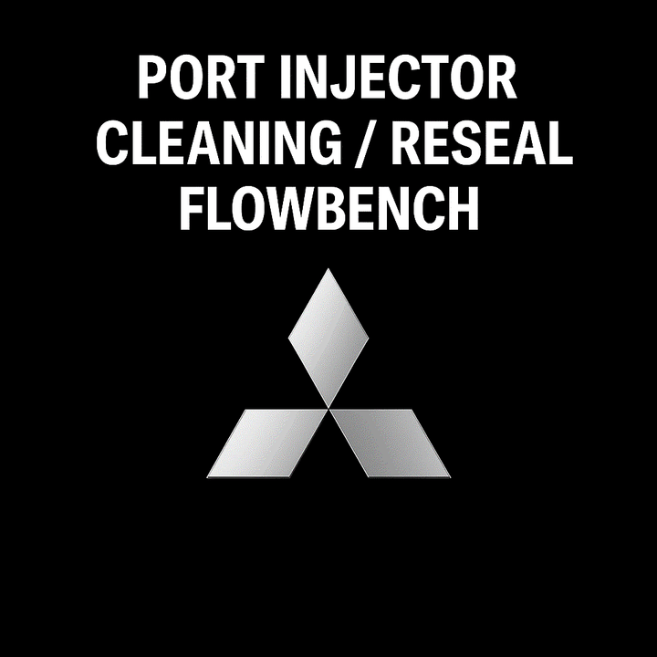 Close-up of Mitsubishi port fuel injectors for testing and cleaning service