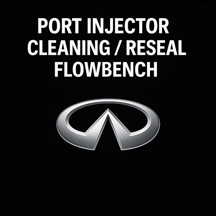 Infiniti port injector being tested and cleaned with ultrasonic equipment at LaCorte Automotive