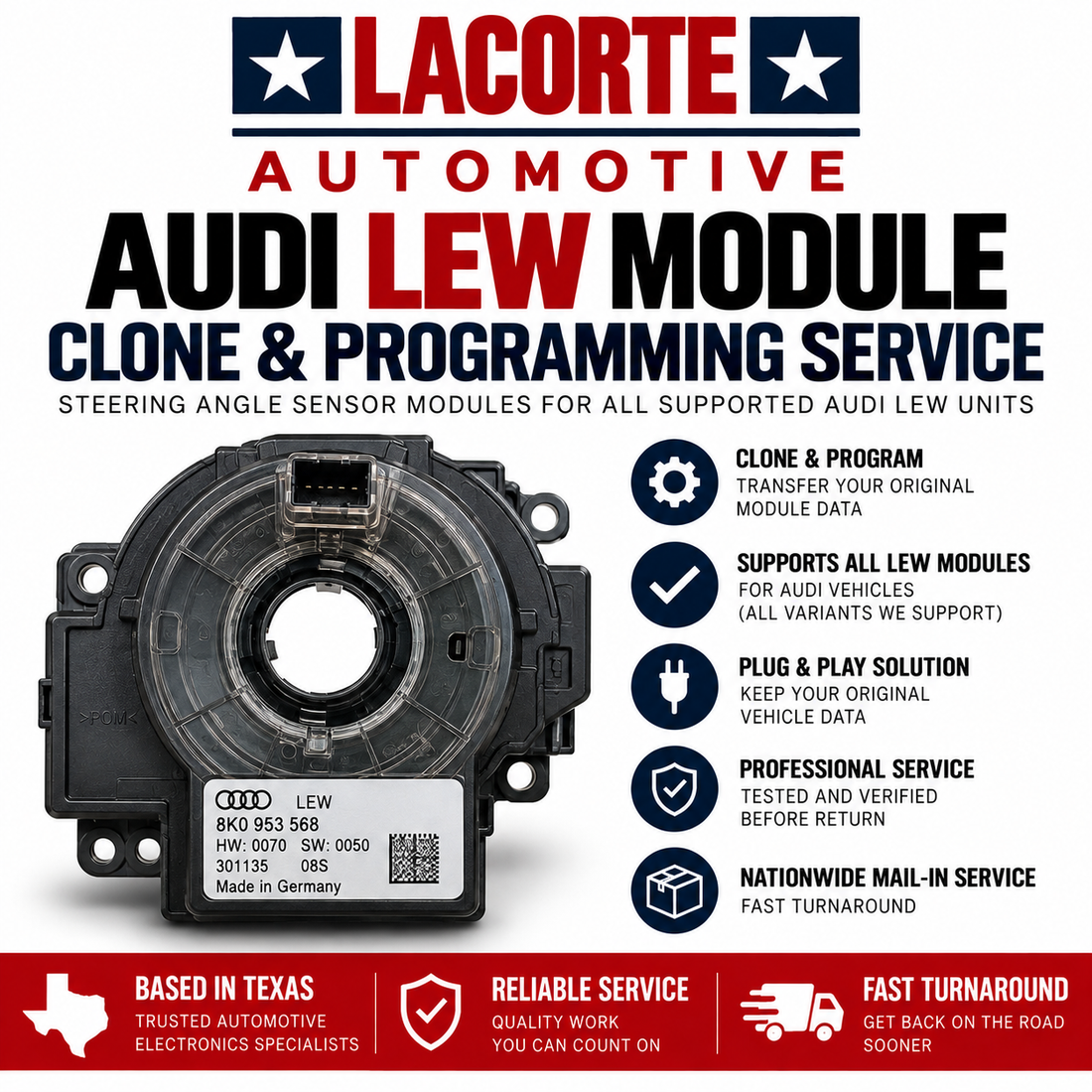 Audi LEW Steering Angle Sensor Module Clone & Programming Service