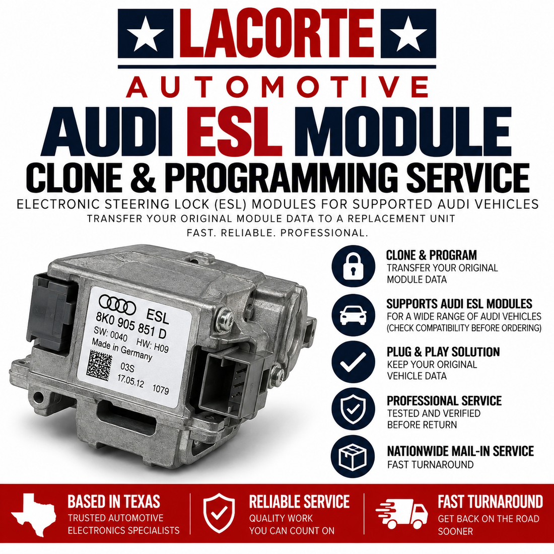 Audi ESL Electronic Steering Lock Clone & Programming Service