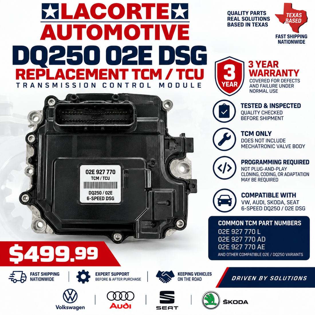 VW / Audi DQ250 02E DSG Replacement TCM / TCU – Transmission Control Module
