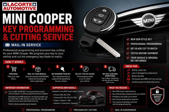 MINI Cooper Mail-In Key Programming & Cutting Service | Replacement & Spare Key