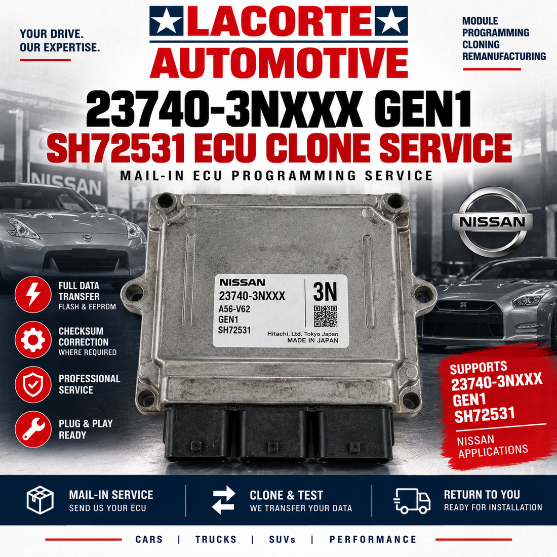 Nissan 23740-3Nxxx Gen1 SH72531 ECU Clone Service | Mail-In ECM Programming