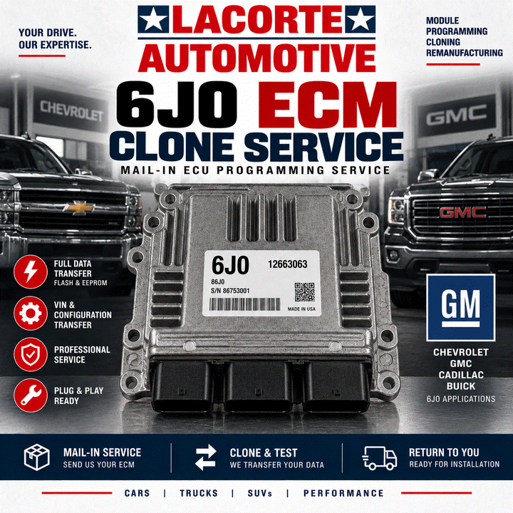 GM 6J0 ECM Clone Service mail-in ECU programming and data transfer for engine control module replacement