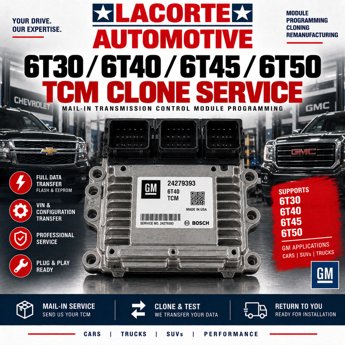 GM 6T30 / 6T40 / 6T45 / 6T50 TCM Clone Service | Mail-In Transmission Programming