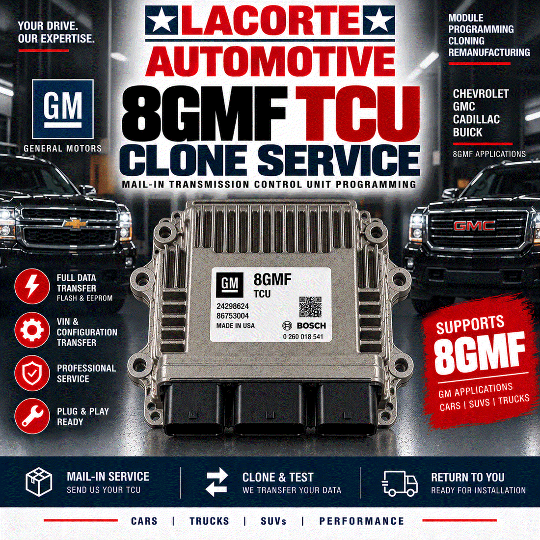 8GMF TCU Clone Service | Mail-In Transmission Control Unit Programming