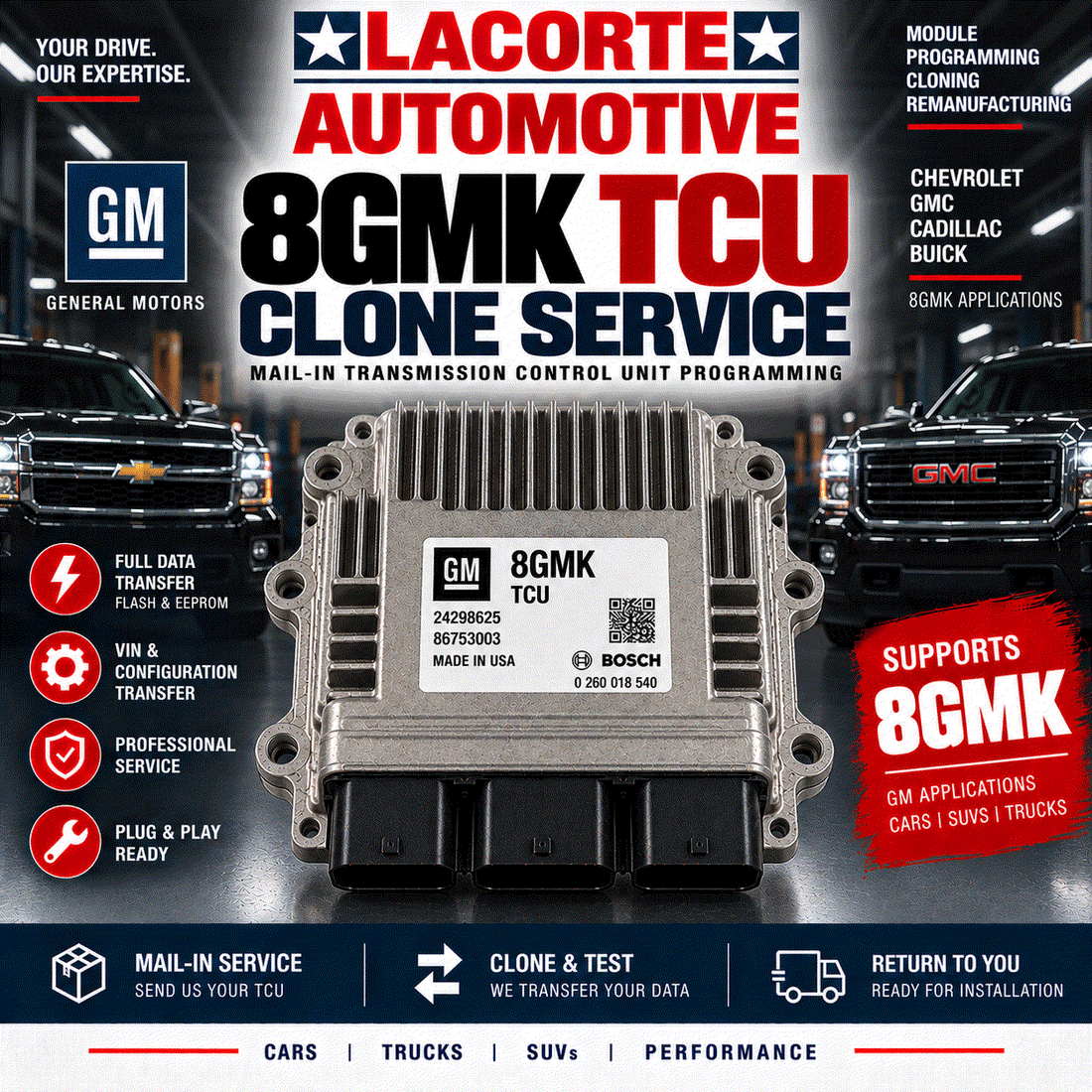 8GMK TCU Clone Service | Mail-In Transmission Control Unit Programming
