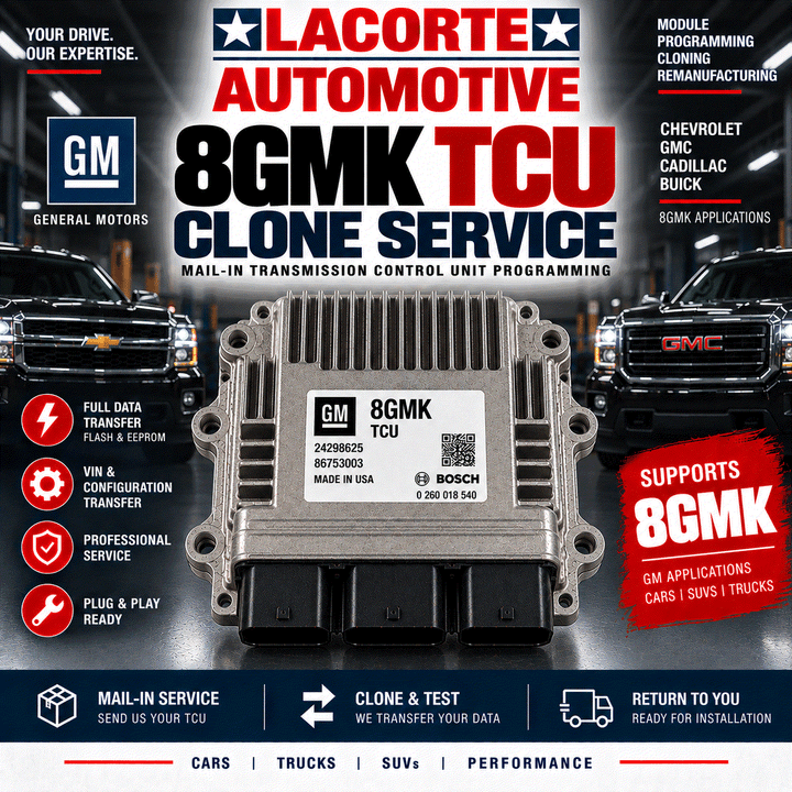 8GMK TCU Clone Service mail-in transmission control unit programming and data transfer