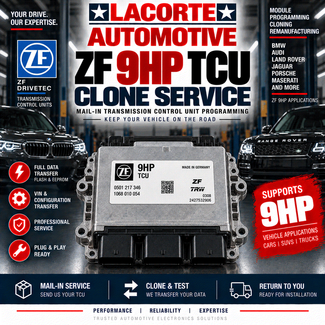 ZF 9HP TCU Clone Service | Mail-In Transmission Control Unit Programming
