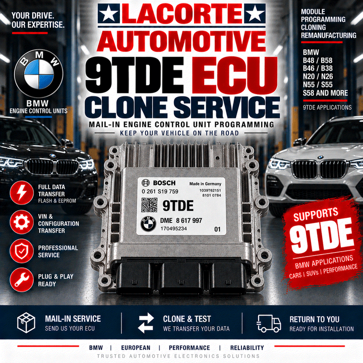 9TDE ECU Clone Service mail-in engine control module programming process and components