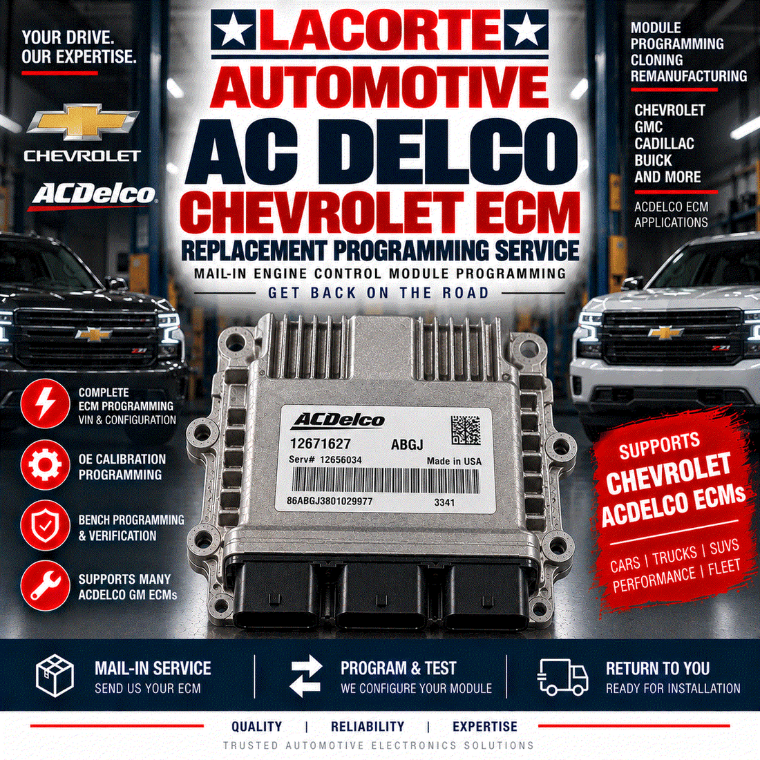 ACDelco Chevrolet ECM Replacement Programming Service | Mail-In ECU Programming