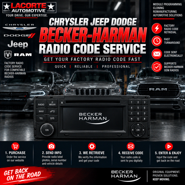 Chrysler Jeep Dodge Becker-Harman radio code retrieval service for factory anti-theft radios