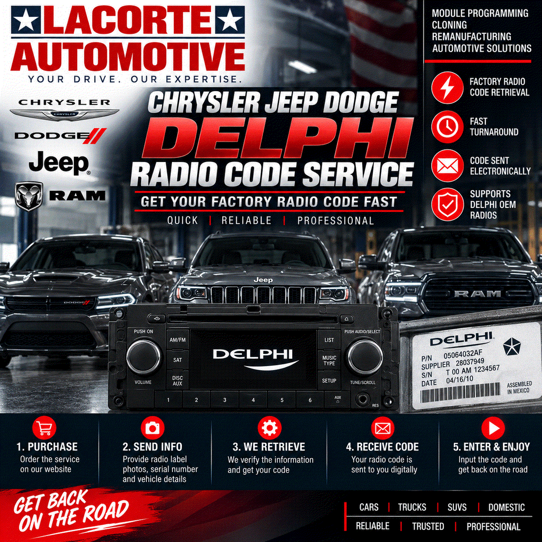 Chrysler Jeep Dodge Delphi Radio Code Service | Factory Anti-Theft Code Retrieval