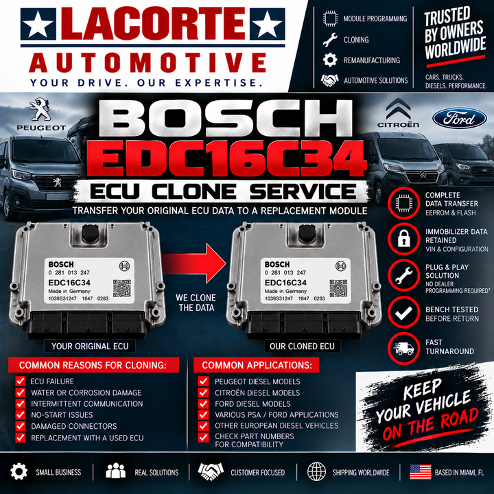 Bosch EDC16C34 ECU Clone Service | Mail-In Plug & Play Programming