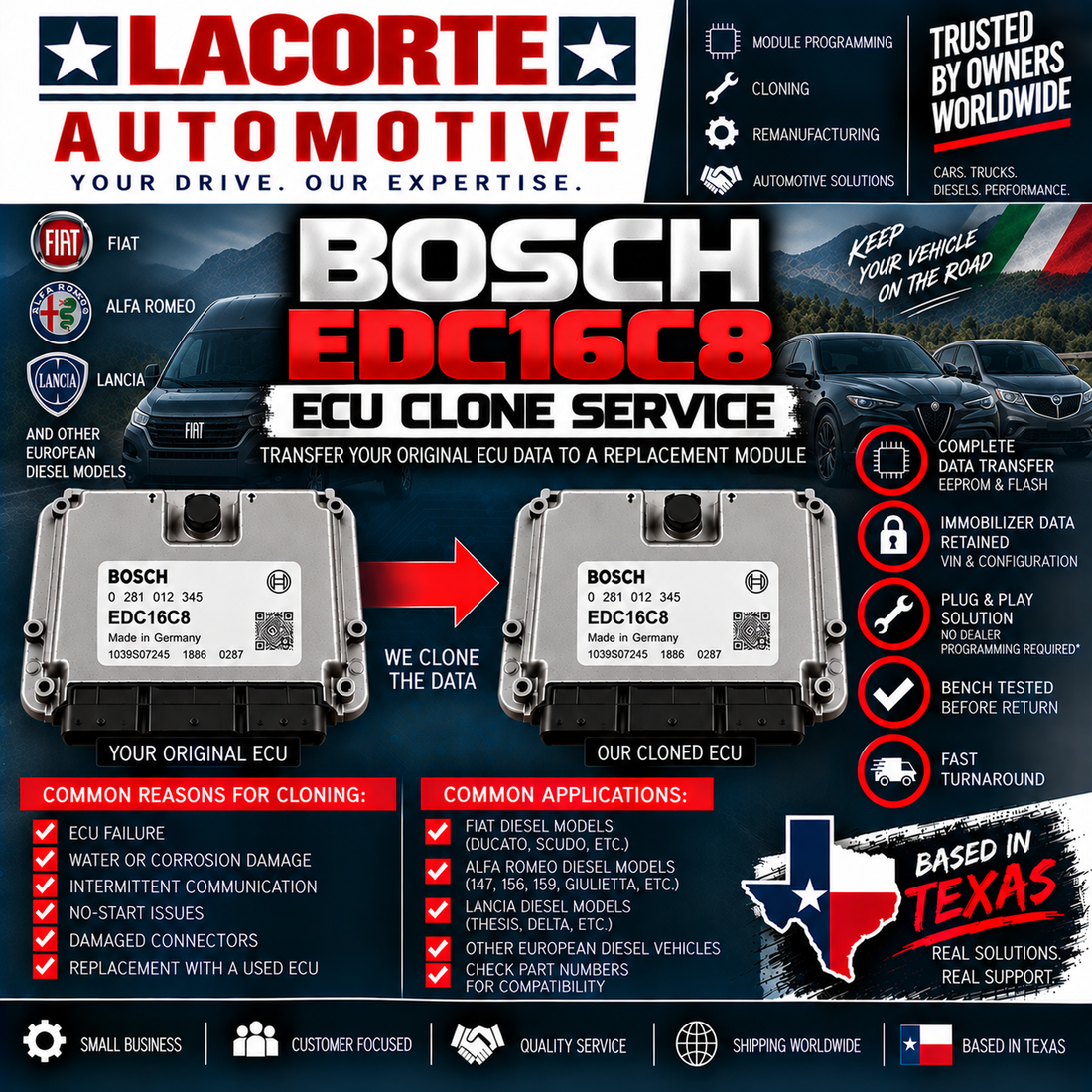 Bosch EDC16C8 ECU Clone Service | Mail-In Plug & Play Programming