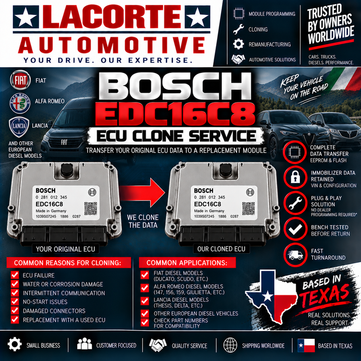 Bosch EDC16C8 ECU Clone Service | Mail-In Plug & Play Programming
